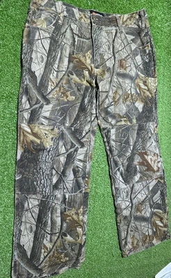 Outfitters Ridge Realtree Hardwoods Print Camo Denim Pants 38x30 Double Knee - Image 1 of 4