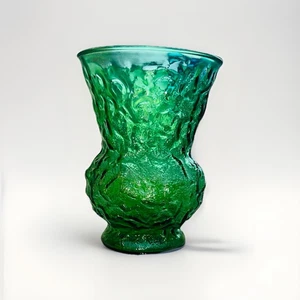 Vintage E.O Brody Co. Emerald Green Full Bouquet Art Glass Vase - 1970’s - Picture 1 of 7