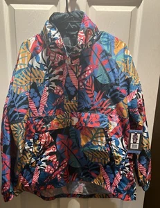 Lauren James Womens Multicolor Lightweight Hooded Anorak Rain Jacket Size Large - Picture 1 of 11