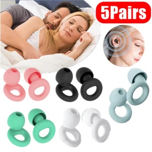 Reusable Silicone Ear Plugs Noise Cancelling Earplugs Protector Study Sleep Swim - Picture 1 of 17