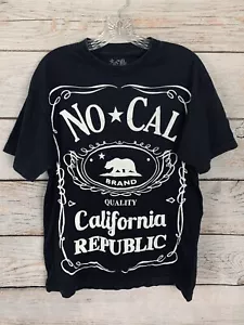 NO CAL Brand California Republic Black Graphic T-Shirt 100% Baumwolle Herren Gr. M - Bild 1 von 4