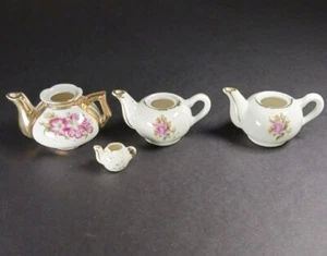 4 Miniature White Porcelain Tea pots without lids -two from 1000 islands NY - Picture 1 of 3