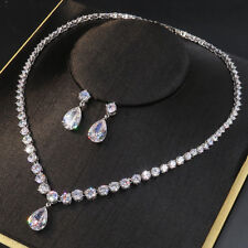 Luxury All CZ Cubic Zirconia Necklace Earrings Set Wedding Party Pageant Prom