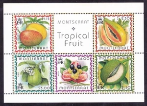 Montserrat 988a (984-88) MNH 1999 Tropical Fruit Souvenir Sheet of 5 - Picture 1 of 1