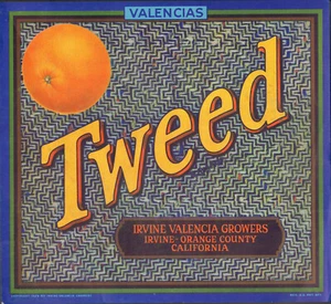 *Original* TWEED Fabric Tailor IRVINE Orange County Crate Label NOT A COPY!! - Picture 1 of 1