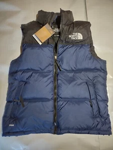 North Face 700 Nuptse Men's Blue Goose Down Insulation Puffer Vest Jacket ~SZ M - Picture 1 of 9