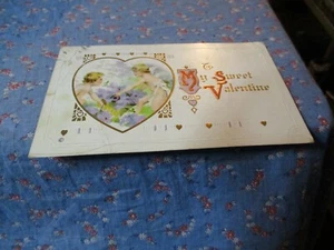 Old Postcard ? Stanley ? To My Sweet Valentine Cupids in Heart with Flowers - Picture 1 of 2