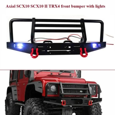 Metal Front Bumper with light For 1/10 RC Crawler Traxxas TRX4 Axial SCX10 II - Image 1 of 4