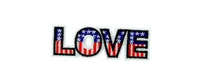 Patch toppe toppa ricamate termoadesiva love bandiera usa americana - Picture 1 of 1