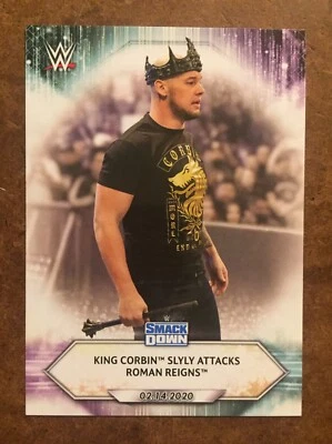 King Corbin Slyly Attacks Roman 18 WWE 2021 Topps Card - Image 1 of 2