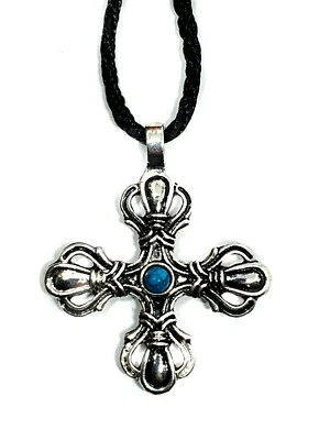 Vajra Dorje Anhänger Viswa Thunderbolt Türkis Perlen Schutz Hindu Halskette - Bild 1 von 4