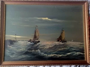 HOLLAND - OLD SAILING SHIPS IN AN OMINOUS SEA - JAN KELDERMAN - DUTCH - Picture 1 of 5