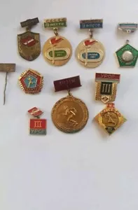 Vintage Abzeichen Schild UdSSR Sport Kommunismus Set 10 Stück - Bild 1 von 3