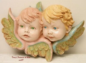 FONTANINI DEPOSE ITALY 14" CHERUB WALL DECOR ANGEL FACES CERAMIC TONE 65357 GC - Picture 1 of 3