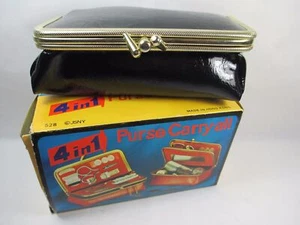 Vintage 80s 4 IN 1 Chincy Purse Carry All in One w Retro Box Gold Toned Hardware - Picture 1 of 10