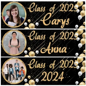 2 Personalised photo school leavers banner Kids Boy Girl Class 2025 Graduation - Picture 1 of 2