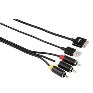 Hama Cavo TV Cavo AV RCA + USB Cavo Video per Apple 30 Pin iPhone iPod iPad - Foto 1 di 2