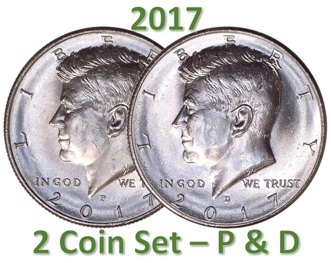2017 P D Set of 2 Uncirculated Kennedy Half Philadelphia Denver from Mint Rolls Cover