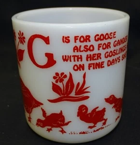 Hazel Atlas G for Goose Child's Mug - Milk Glass Red Design - Picture 1 of 5