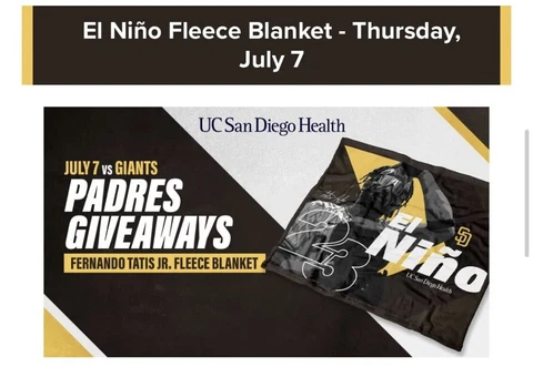 Fernando Tatis Jr El Niño Fleece Blanket San Diego Padres SGA 7/7/2022 Cover