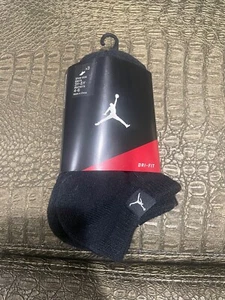 JORDAN DRI-FIT CREW 3PK SOCKS BLACK 546479 012 NEW - Picture 1 of 4