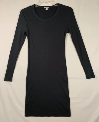 Vestido James Perse 1 Escote Redondo Acanalado Manga Larga Midi Negro Bodycon Minimalista Foto 1 de 4