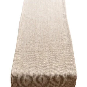 Faux Wool Linen Blend Herringbone Table Runner in Latte Brown. 2 Sizes Available - Picture 1 of 3