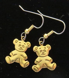 Pendientes de oso de peluche bebé en pijama de oro de 24 quilates osos de peluche peluche PJ's - Imagen 1 de 2