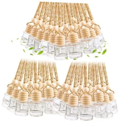 Ambientador de aire colgante para coche 100 piezas 8 ml, difusor de aceite esencial de vidrio transparente vacío  Foto 1 de 4