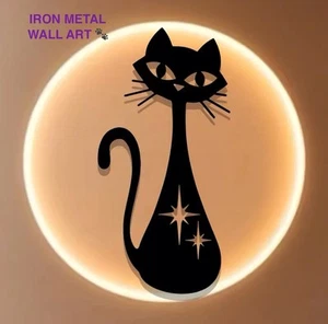ATOMIC CAT WALL ART IRON METAL PLAQUE, FELINE WALL SIGN 30 x 15cm, FAST POST - Picture 1 of 24