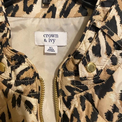 Chaleco acolchado Cheetah detalles dorados ambiente de los 90 Jersey Shore Mob Wives Foto 1 de 4