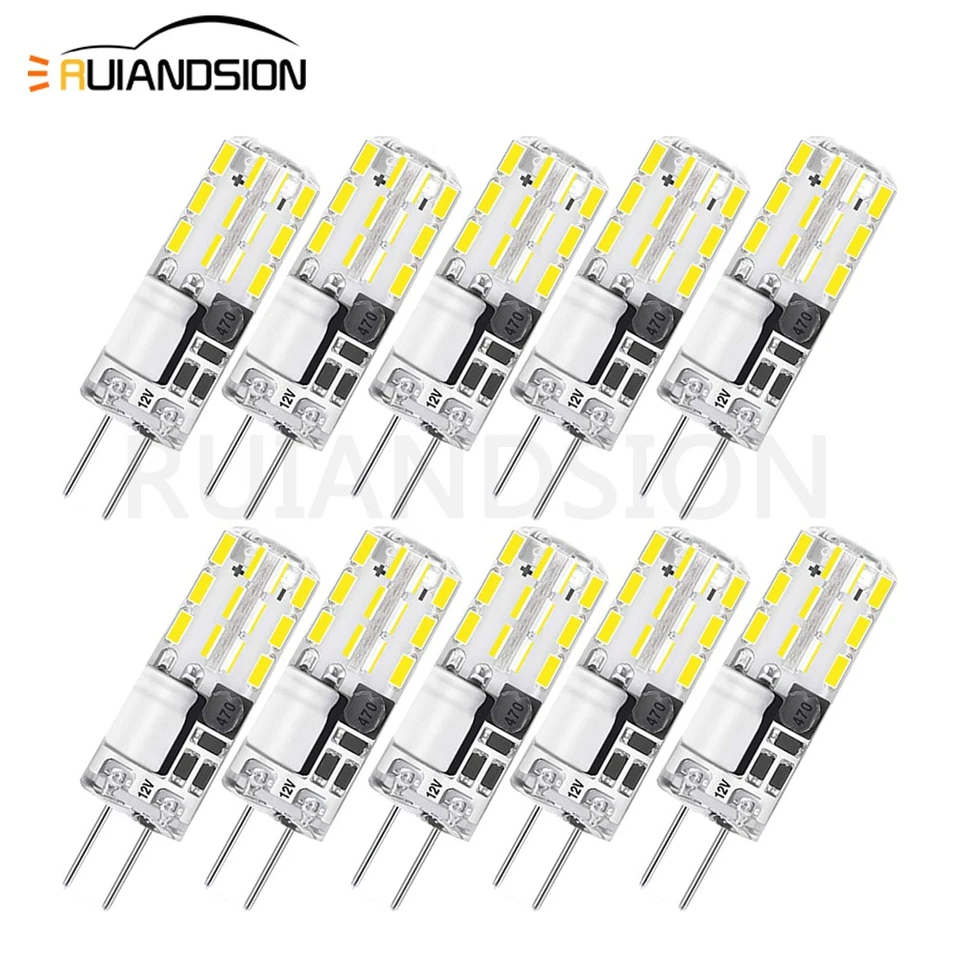 10x AC/DC 12V 3014 24 SMD WHITE LED GLOBE G4 Light Bulb Garden Camper Rangehood  - Image 1 of 4