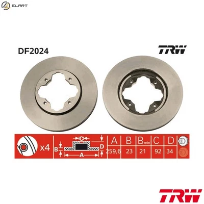2x BRAKE DISC DF2024 FOR ROVER HONDA INTEGRA/SJ/VI CIVIC/Hatchback/VII/FERIO 600 - Image 1 of 4