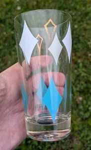 MCM VINTAGE! Vidrio para beber formas de diamante azul aguamarina 5+ pulgadas altura may25 - Imagen 1 de 16