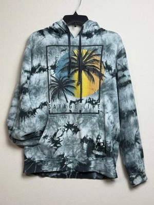 DIKOTOMY Savage Life Sudadera con Capucha Talla L Teñida con Corbata Palmeras Tropical Grunge Foto 1 de 4
