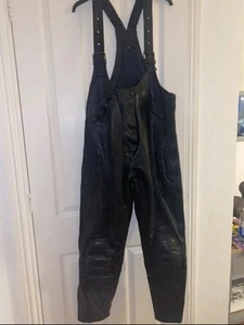 Real leather motorcycle dungarees trousers J&S - Picture 1 of 7