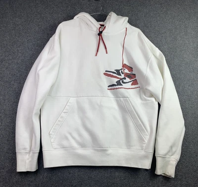 Air Jordan Jumpman Holiday Hoodie Sweatshirt Mens Large White Pullover Size L - image 1 of 4