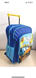 Kids Wheeled Luggage Trolley Boys Girls Character Suitcase Backpack Hand Bag jcb - Picture 1 of 6