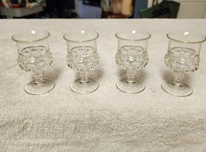 INDIANA GLASS KINGS CROWN SMALL CLEAR GOBLETS SET OF 4 - Picture 1 of 2