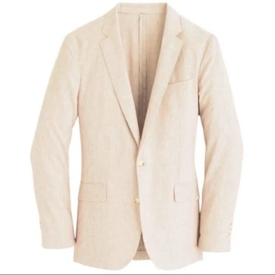 J. Blazer Crew Ludlow Algodón Sin Construir Lino Caqui Arena Micro Rayas 39R Foto 1 de 4