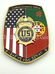 F90 DEA Lisbon Portugal Country Office Narcotics Drugs Police Challenge Coin - Picture 1 of 2