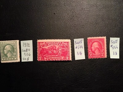 United States stamp 1919/1922/1927 Washington Collection Scott # 536/554/644 MH - Image 1 of 3