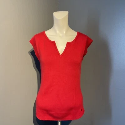 Suéter Top Tommy Hilfiger Rojo Manga Corta De Colección Para Mujer Talla Grande Foto 1 de 4