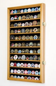 90 Challenge Münzvitrine verstellbar Eiche Militärschrank Holz Schattenbox - Bild 1 von 12