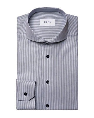 CAMISA DE VESTIR NUEVA CON ETIQUETAS ETON firma sarga azul lujo Suecia 38 15 delgada Foto 1 de 4
