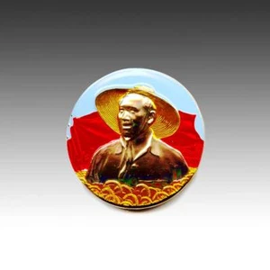 VINTAGE CHINESE CULTURAL REVOLUTION METAL CIRCULAR LAPEL PIN MAO ZEDONG CHINA - Bild 1 von 1