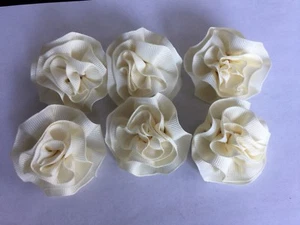 Carnation Shaped Lapel Stud Pin - Antique White/Cream Ribbon Texture 2 Inch - Picture 1 of 4