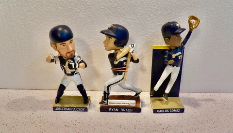 Milw Brewers Bobbleheads JONATHAN LUCROY, RYAN BRAUN, CARLOS GOMEZ 3 USED Cover