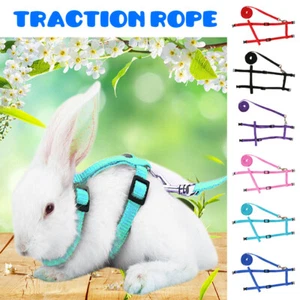 Adjustable Bunny Traction Rope Running Walking Pet Rabbit Soft Harness Leash AU - Picture 1 of 13