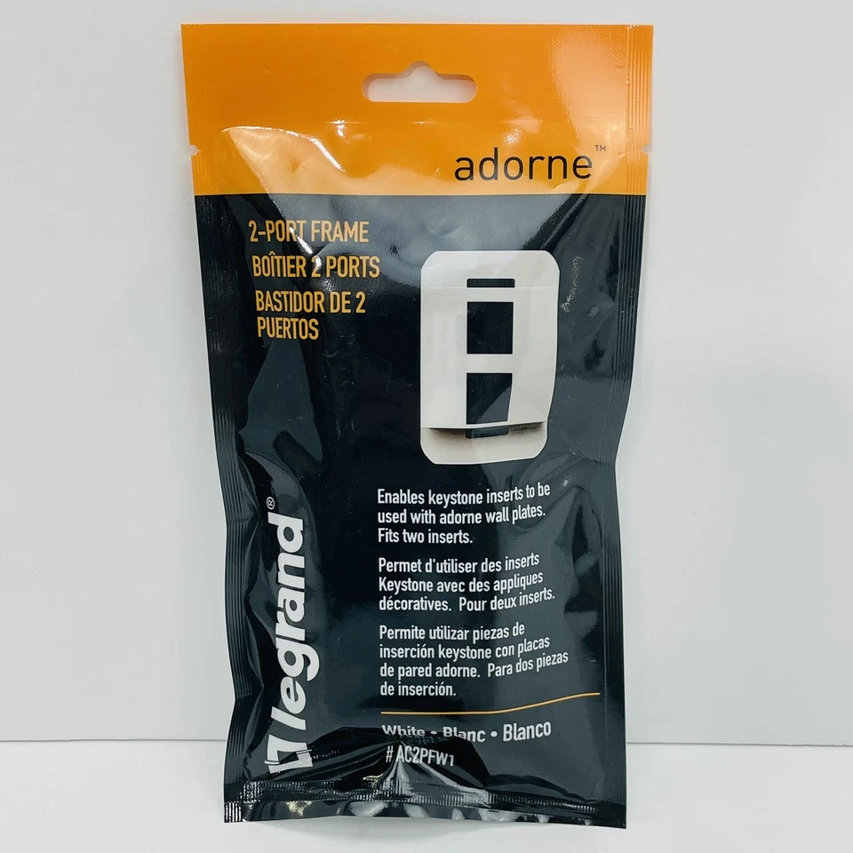 (Кол-во 1) Legrand Adorne AC2PFW1 2-портовая рама белая для вставок трапецеидальных камней ~НОВАЯ ~ - Изображение 1 из 1